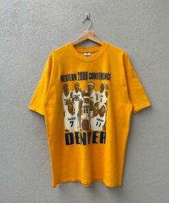 Vintage Style Denver Nuggets NBA Tshirt Hoodie Crewneck Sweatshirt Reprinted Full Color Full Size Gifts for NBA Fans