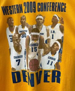 Vintage Style Denver Nuggets NBA Tshirt Hoodie Crewneck Sweatshirt Reprinted Full Color Full Size Gifts for NBA Fans