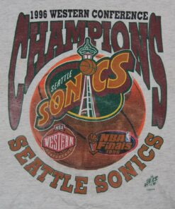 Vintage Style Distressed Seattle Sonics Graphic Tshirt Hoodie Crewneck Sweatshirt Reprinted Full Color Full Size Gifts for NBA Fans