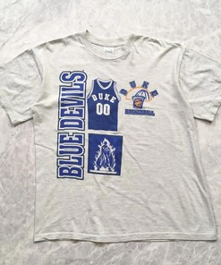 Vintage Style Duke Blue Devils NCAA Basketball T-Shirt Sweatshirt Pullover Hoodie Reprinted Full Color Full Size Gift For NCAA Fans