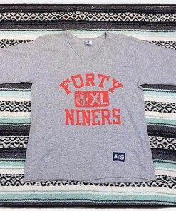 Vintage Style Forty Niners NFL Tshirt Pullover Hoodie Crewneck Sweatshirt Reprinted Full Color Full Size Gifts For NFL Fans