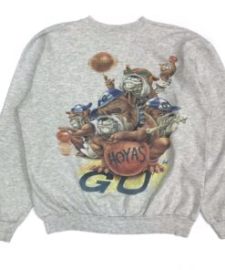 Vintage Style Georgetown Hoyas Tshirt Hoodie Crewneck Sweatshirt Reprinted Full Color Full Size Gifts for NBA Fans