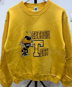 Vintage Style Georgia Tech Yellow Jackets Sweater Hoodie Sweatshirt Crewneck Sweatshirt Gifts For NCAA