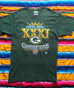 Vintage Style Green Bay Packer Super Bowl 31 Tshirt Pullover Hoodie Crewneck Sweatshirt Reprinted Full Color Full Size Gifts For NFL Fans