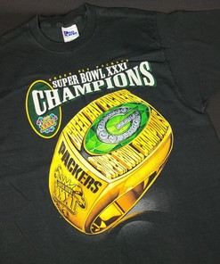 Vintage Style Green Bay Packers Superbowl 31 Championship Ring Tshirt Pullover Hoodie Crewneck Sweatshirt Reprinted Full Color Full Size Gifts For NFL Fans