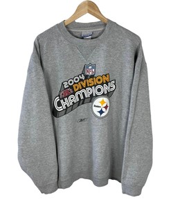 Vintage Style Grey Sweatshirt Steelers 2004 Champions Tshirt Pullover Hoodie Crewneck Sweatshirt Reprinted Full Color Full Size Gifts For NFL Fans