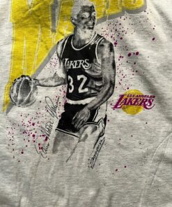 Vintage Style Hoodie Magic Johnson La Lakers Starter 90s Tshirt Hoodie Crewneck Sweatshirt Reprinted Full Color Full Size Gifts for NBA Fans