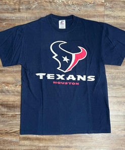Vintage Style Houston Texans NFL Football Logo Athletic Tshirt Pullover Hoodie Crewneck Sweatshirt Reprinted Full Color Full Size Gifts For NFL Fans