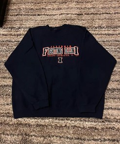 Vintage Style Illinois Fighting Illini T-Shirt Sweatshirt Pullover Hoodie Reprinted Full Color Full Size Gift For NCAA Fans