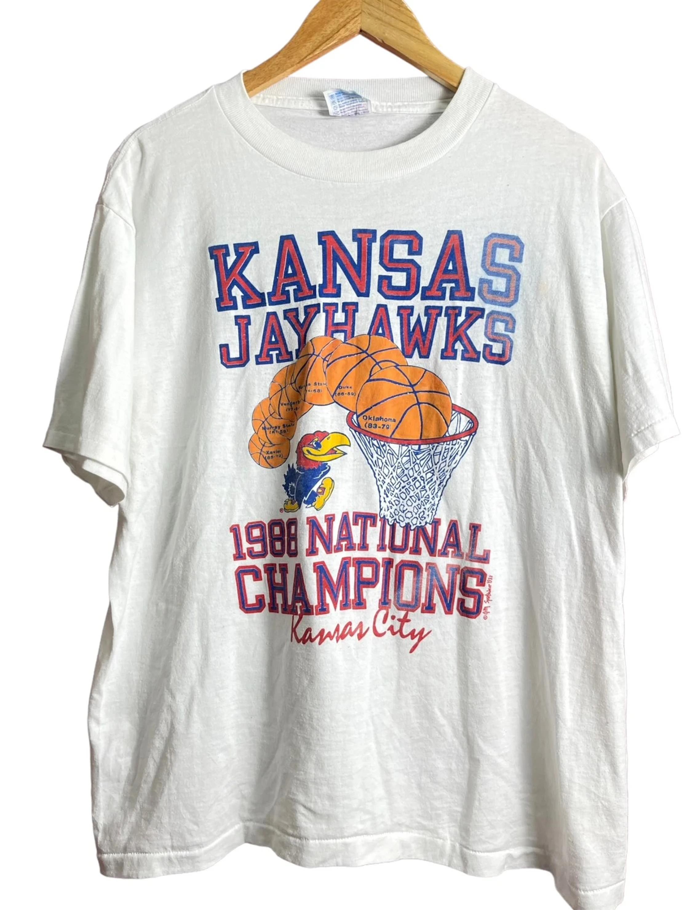 Vintage Style Kansas Jayhawks 1988 National Basketball Champion T-Shirt Sweatshirt Hoodie Full Size Gifts For Fans