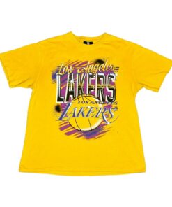 Vintage Style LA Lakers Tshirt Sweatshirt Hoodie Crewneck Sweatshirt Pullover Reprinted Full Color Full Size Gifts for NBA Fans
