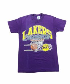 Vintage Style Lakers Basketball Club Tshirt Hoodie Crewneck Sweatshirt Reprinted Full Color Full Size Gifts for NBA Fans
