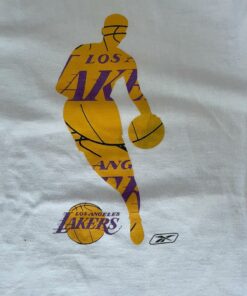 Vintage Style Lakers Reebok Tshirt Hoodie Crewneck Sweatshirt Reprinted Full Color Full Size Gifts for NBA Fans