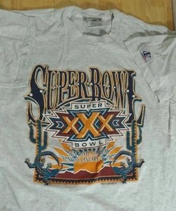 Vintage Style Logo Athletic Super Bowl 30 Tshirt Pullover Hoodie Crewneck Sweatshirt Reprinted Full Color Full Size Gifts For NFL Fans