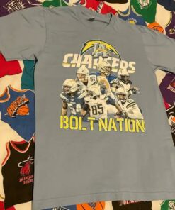 Vintage Style Los Angeles Chargers Bol T Nation Tshirt Crewneck Sweatshirt Pullover Hoodie Reprinted Full Color Full Size Gifts for NBA Fans