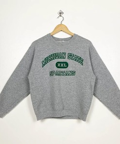 Vintage Style Michigan State University Spartans T-Shirt Sweatshirt Pullover Hoodie Reprinted Full Color Full Size Gift For NCAA Fans