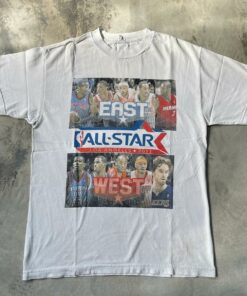Vintage Style NBA All Stars Tshirt Sweatshirt Hoodie Crewneck Sweatshirt Pullover Reprinted Full Color Full Size Gifts for NBA Fans