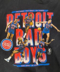 Vintage Style NBA Detroit Pistons Bad Boys Tshirt Hoodie Crewneck Sweatshirt Reprinted Full Color Full Size Gifts for NBA Fans