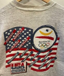 Vintage Style NBA Dream Team Olympic 1992 Barcelona Tshirt Pullover Hoodie Crewneck Sweatshirt Reprinted Full Color Full Size Gifts for NBA Fans