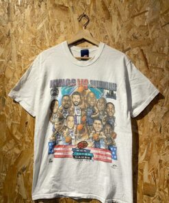 Vintage Style NBA King Vs Timberwolvers 1999 Tokyo Japan Games Tshirt Hoodie Crewneck Sweatshirt Reprinted Full Color Full Size Gifts for NBA Fans