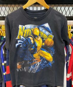Vintage Style NBA Marvel Comics Denver Nuggets Wolverines Tshirt Hoodie Crewneck Sweatshirt Reprinted Full Color Full Size Gifts for NBA Fans