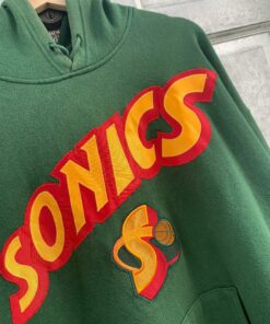 Vintage Style NBA Seattle Sonics Basketball Tshirt Hoodie Crewneck Sweatshirt Reprinted Full Color Full Size Gifts for NBA Fans