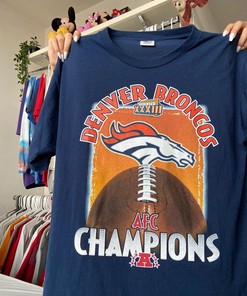 Vintage Style NFL Denver Broncos 1998 Graphics Tshirt Pullover Hoodie Crewneck Sweatshirt Reprinted Full Color Full Size Gifts For NFL Fans