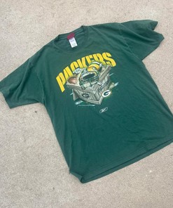 Vintage Style NFL Green-Bay Packers Tshirt Pullover Hoodie Crewneck Sweatshirt Reprinted Full Color Full Size Gifts For NFL Fans