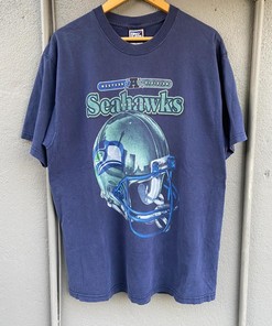 Vintage Style NFL Seattle Seahawks Head Gear Helmet Pro Player Tshirt Pullover Hoodie Crewneck Sweatshirt Reprinted Full Color Full Size Gifts For NFL Fans