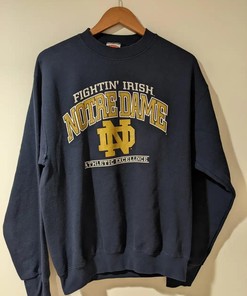Vintage Style Notre Dame Fighting Irish Nutmeg T-Shirt Sweatshirt Pullover Hoodie Reprinted Full Color Full Size Gift For NCAA Fans