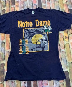Vintage Style Notre Dame Fighting Irishs T-Shirt Sweatshirt Pullover Hoodie Reprinted Full Color Full Size Gift For NCAA Fans