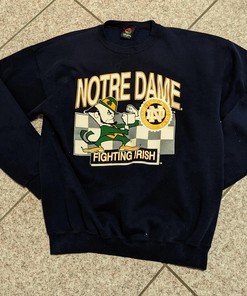 Vintage Style Notre Dame T-Shirt Sweatshirt Pullover Hoodie Reprinted Full Color Full Size Gift For NCAA Fans