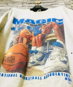 Vintage Style Orlando Magic Sweatshirt Basketball Champion Big Logo Spellout Tshirt Pullover Hoodie Crewneck Sweatshirt Reprinted Full Color Full Size Gifts for NBA Fans