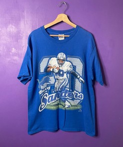 Vintage Style Pro Player Detroit Lions Barry Sanders Tshirt Pullover Hoodie Crewneck Sweatshirt Reprinted Full Color Full Size Gifts For NFL Fans