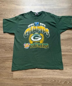 Vintage Style Pro Player Green Bay Packers Xl Nfc Champs Tshirt Pullover Hoodie Crewneck Sweatshirt Reprinted Full Color Full Size Gifts For NFL Fans