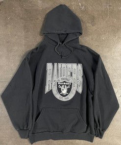 Vintage Style Raiders NFL Tshirt Pullover Hoodie Crewneck Sweatshirt Reprinted Full Color Full Size Gifts For NFL Fans