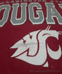 Vintage Style Red Oak Cougars Wsu Lion Tshirt Pullover Hoodie Crewneck Sweatshirt Reprinted Full Color Full Size Gifts for NBA Fans