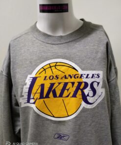 Vintage Style Reebok Spell Out Lakers NBA Tshirt Hoodie Crewneck Sweatshirt Reprinted Full Color Full Size Gifts for NBA Fans