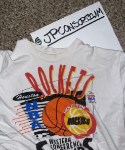 Vintage Style Rockets Championship Tshirt Hoodie Crewneck Sweatshirt Reprinted Full Color Full Size Gifts for NBA Fans