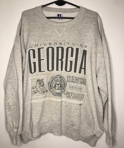 Vintage Style Russell Athletic Georgia Bulldogs Big Primt T-Shirt Sweatshirt Pullover Hoodie Reprinted Full Color Full Size Gift For NCAA Fans