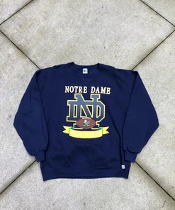 Vintage Style Russell Athletic Notre Dame T-Shirt Sweatshirt Pullover Hoodie Reprinted Full Color Full Size Gift For NCAA Fans