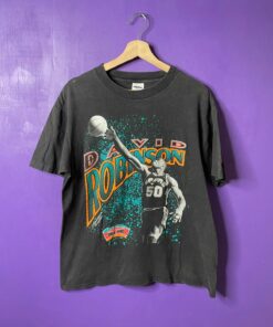 Vintage Style San Antonio Spurs David Robinson Starter Tshirt Hoodie Crewneck Sweatshirt Reprinted Full Color Full Size Gifts for NBA Fans