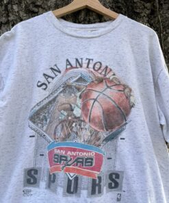 Vintage Style San Antonio Spurs Tshirt Hoodie Crewneck Sweatshirt Reprinted Full Color Full Size Gifts for NBA Fans