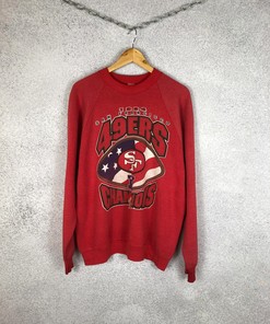 Vintage Style San Francisco 49Ers Champions NFL Team Tshirt Pullover Hoodie Crewneck Sweatshirt Reprinted Full Color Full Size Gifts For NFL Fans