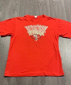 Vintage Style San Fransisco 49Ers 80s Champion NFL Tshirt Pullover Hoodie Crewneck Sweatshirt Reprinted Full Color Full Size Gifts For NFL Fans