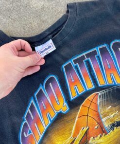 Vintage Style “Shaq Attaq” Shaquille O’Neal Tshirt Hoodie Crewneck Sweatshirt Reprinted Full Color Full Size Gifts for NBA Fans