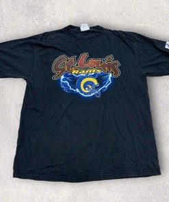 Vintage Style St. Louis Rams Tshirt Pullover Hoodie Crewneck Sweatshirt Reprinted Full Color Full Size Gifts For NFL Fans