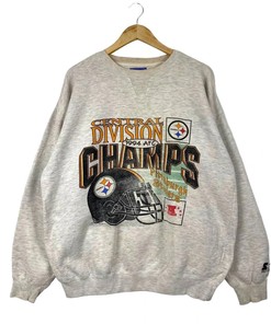 Vintage Style Starter Central Division Champs Steelers Tshirt Pullover Hoodie Crewneck Sweatshirt Reprinted Full Color Full Size Gifts For NFL Fans
