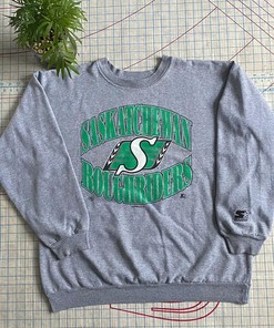 Vintage Style Starter Saskatchewan Roughriders Tshirt Pullover Hoodie Crewneck Sweatshirt Reprinted Full Color Full Size Gifts For NFL Fans