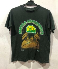 Vintage Style Starter Seattle Supersonics Singlestich Tshirt Hoodie Crewneck Sweatshirt Reprinted Full Color Full Size Gifts for NBA Fans